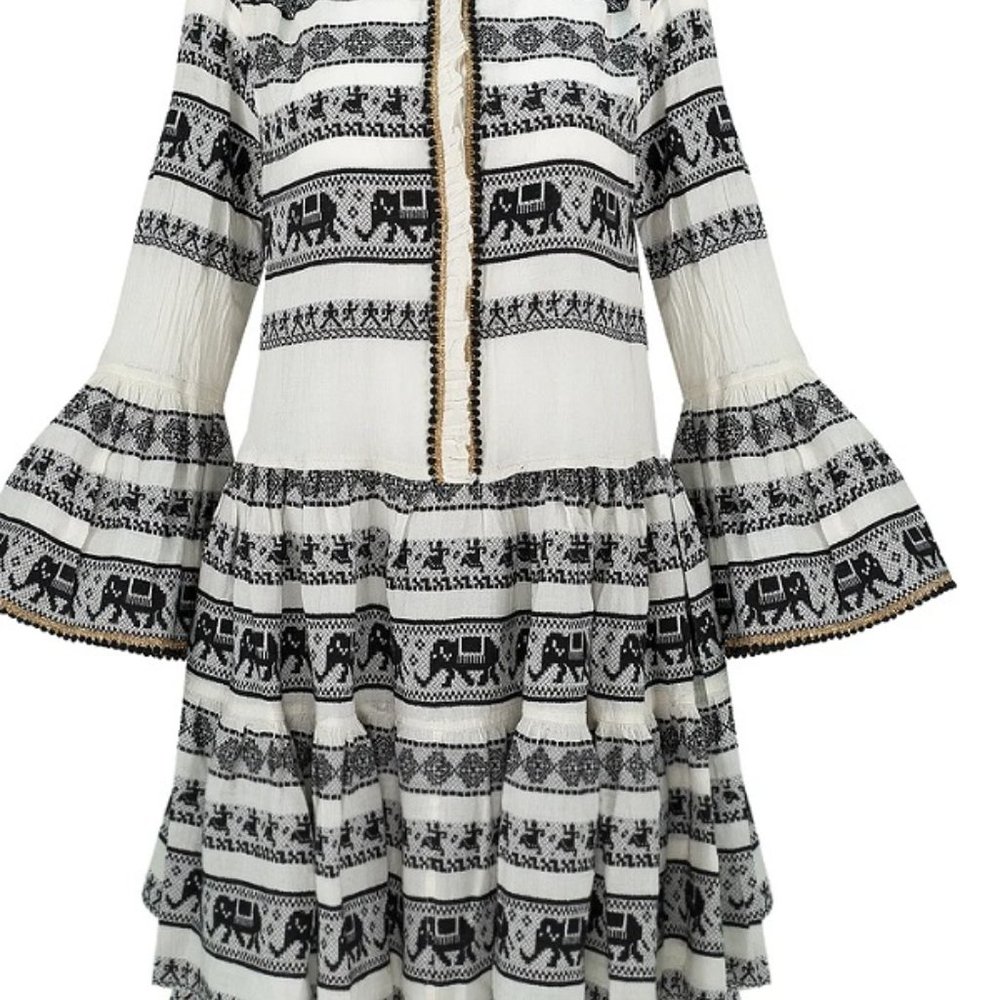 Devotion TWINS Black & White Embroidered Midi Dress
